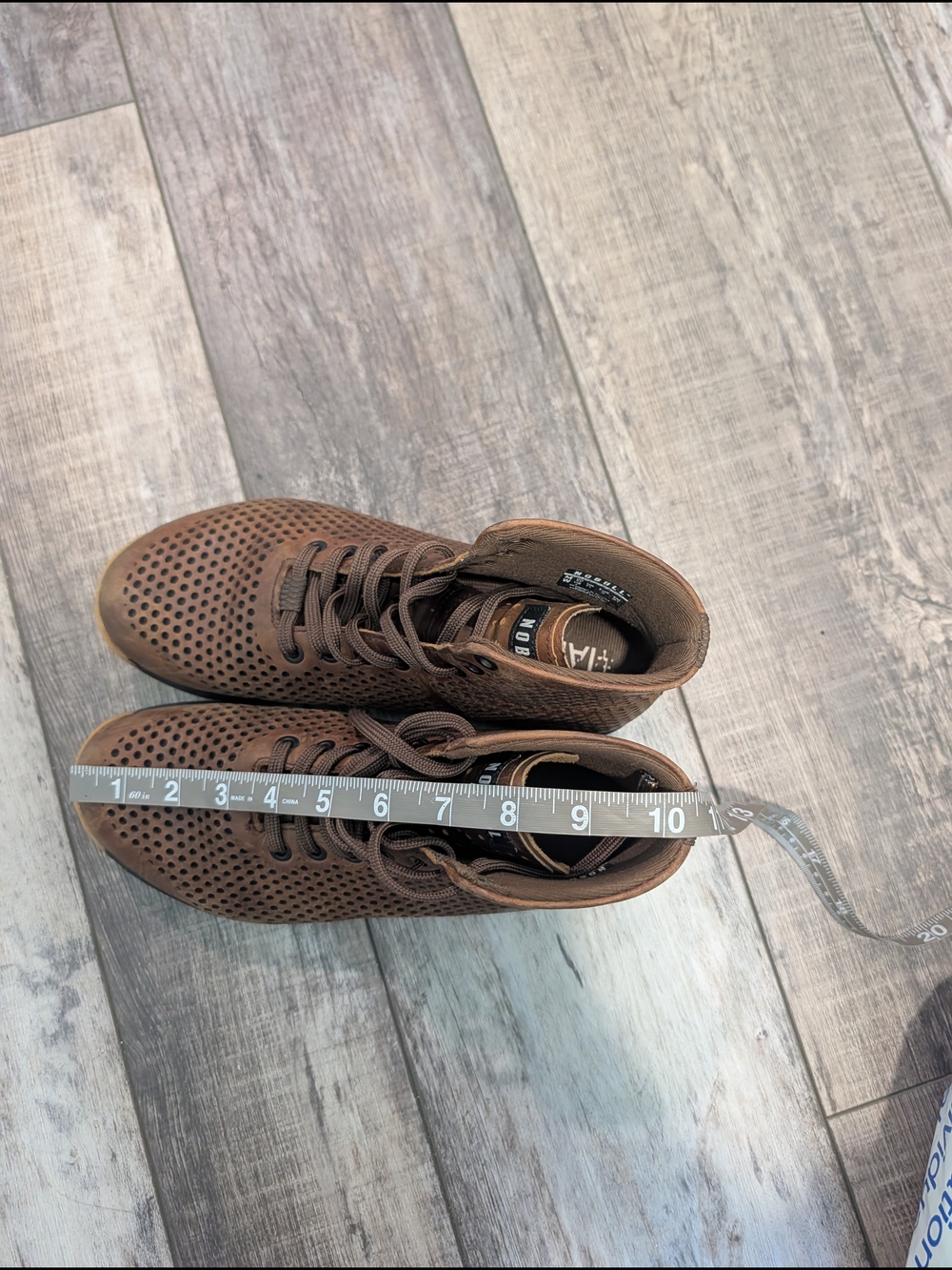 NOBULL Brown Perforated High-Top Coffee Brown Leather Athletic Shoes Sz 8 - Picture 12 of 13
